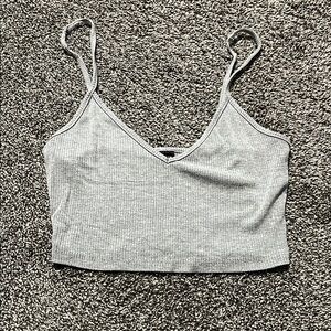 Gray Ribbed Crop Top